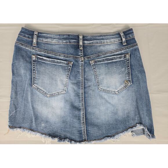 Denim Micro Mini  Skirt Gothic Grunge Y2K Holes Distressed Size 13 - Picture 2 of 8
